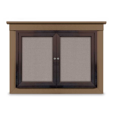 United Visual Products 18"x24" 1-Door Enclosed Letterboard, Header, Green Felt/Walnut UV2620HD-WALNUT-GREEN